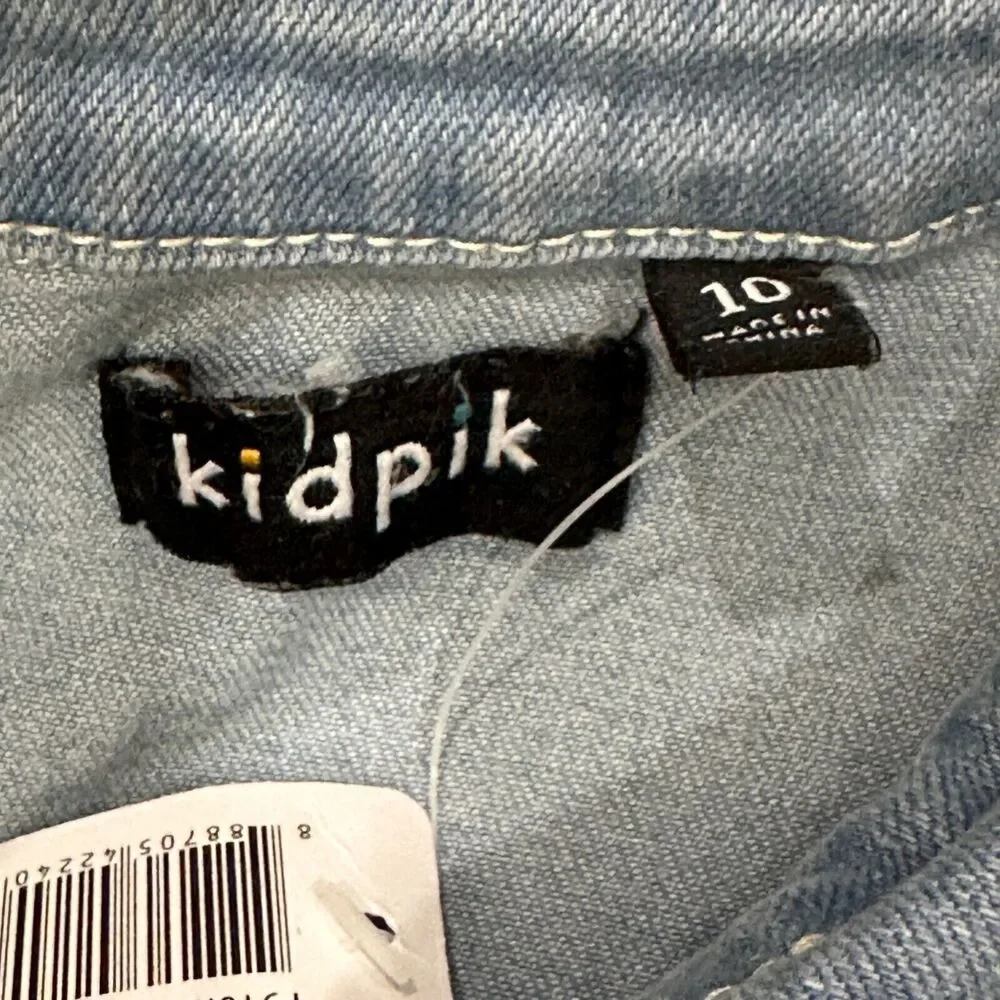 Kidpik Girls Size 10 NWT‎ Denim Shirt Dress Frayed Hem Button Front Long Sleeve